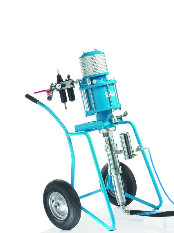 Blauer Druckluft-Spritzgerät mit Rädern